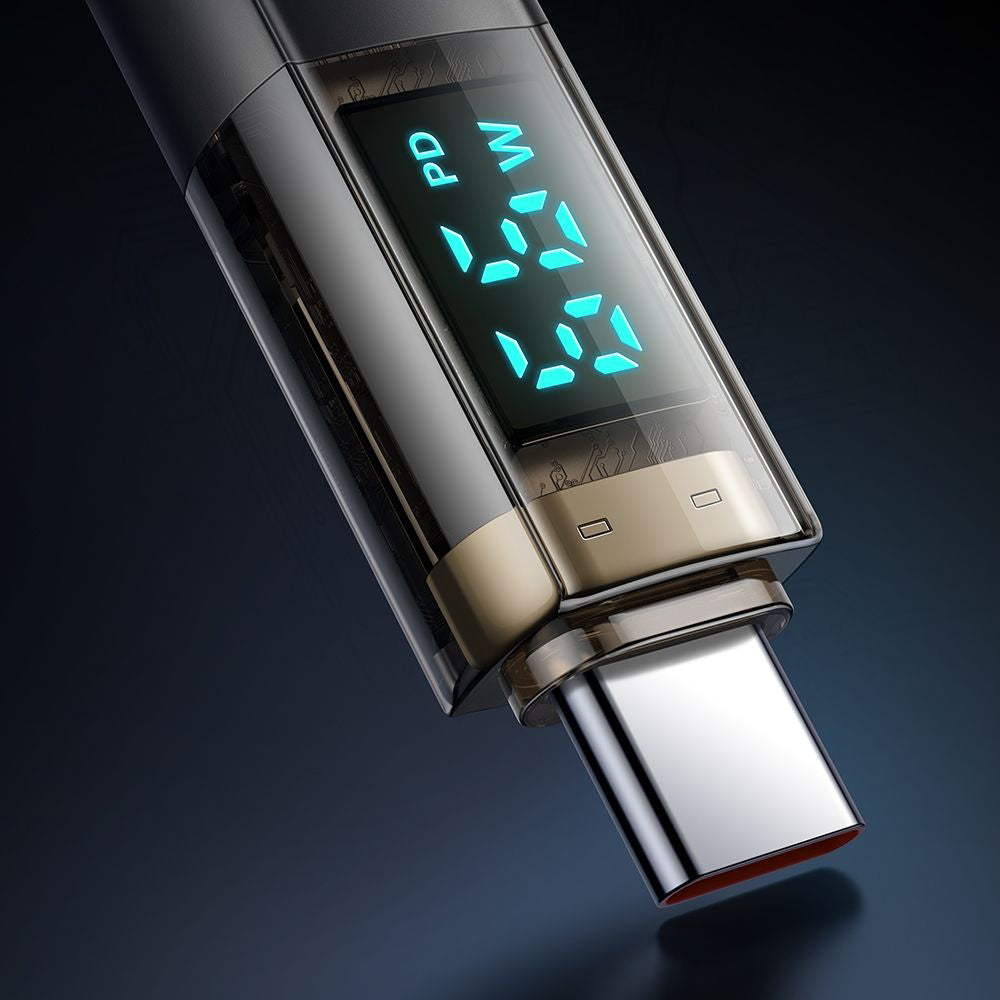 Mcdodo - Data Cable (CA-3610) - Type-C to Type-C, 100W, Digital Display, Auto Power Off, Transparent Design, 1.2m - Blac