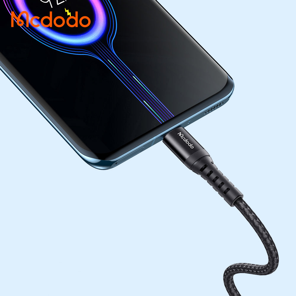 Mcdodo - Data Cable (CA-2271) - USB to Type-C, Nylon Braided, Aluminum Alloy, Support QC4.0/3.0, 1m - Black