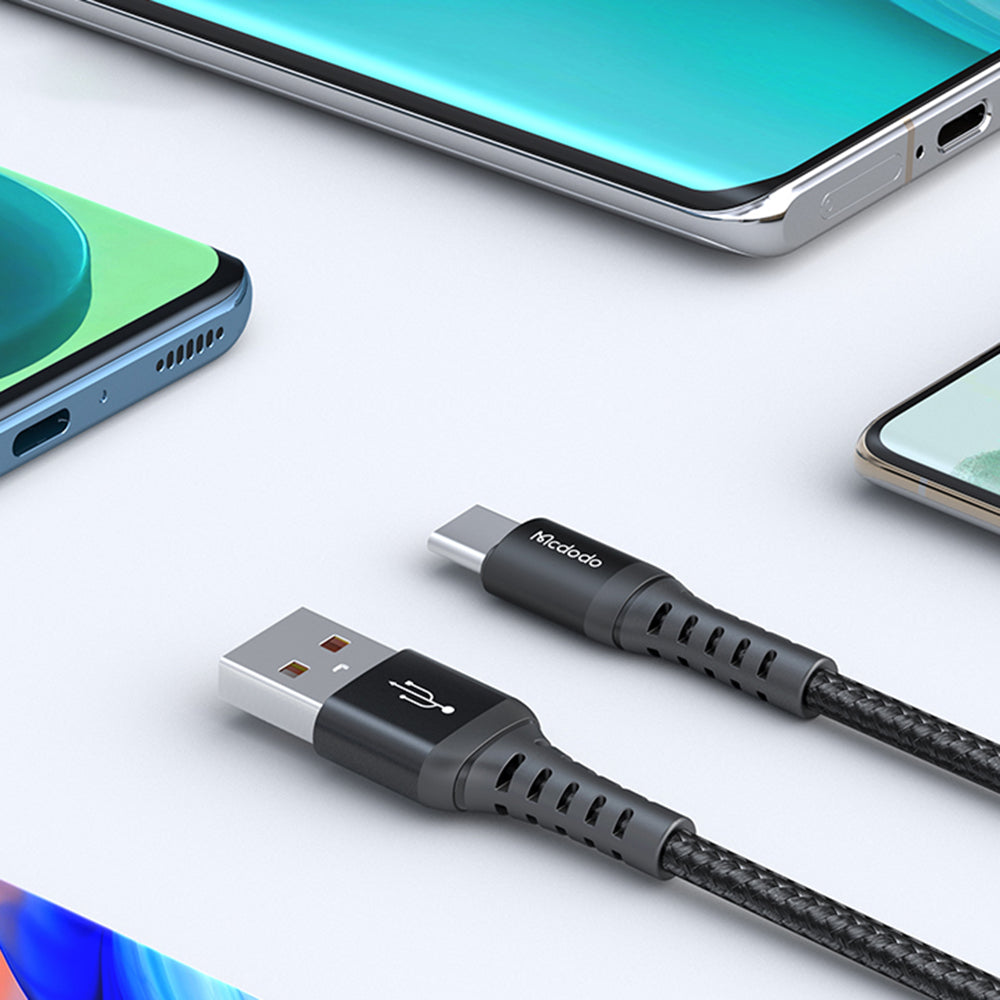 Mcdodo - Data Cable (CA-2271) - USB to Type-C, Nylon Braided, Aluminum Alloy, Support QC4.0/3.0, 1m - Black