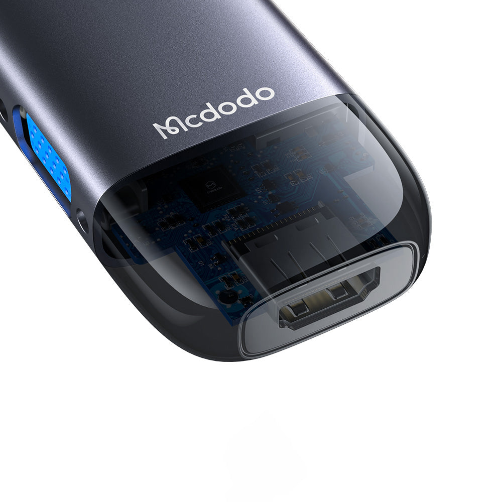 Mcdodo - Hub (HU-7420) - 10in1, 2x USB2.0, 2x USB3.0, USB-C PD100W, VGA, HDMI 4K, LAN, SD/TF Slot, 5Gbps, Type-C Cable -