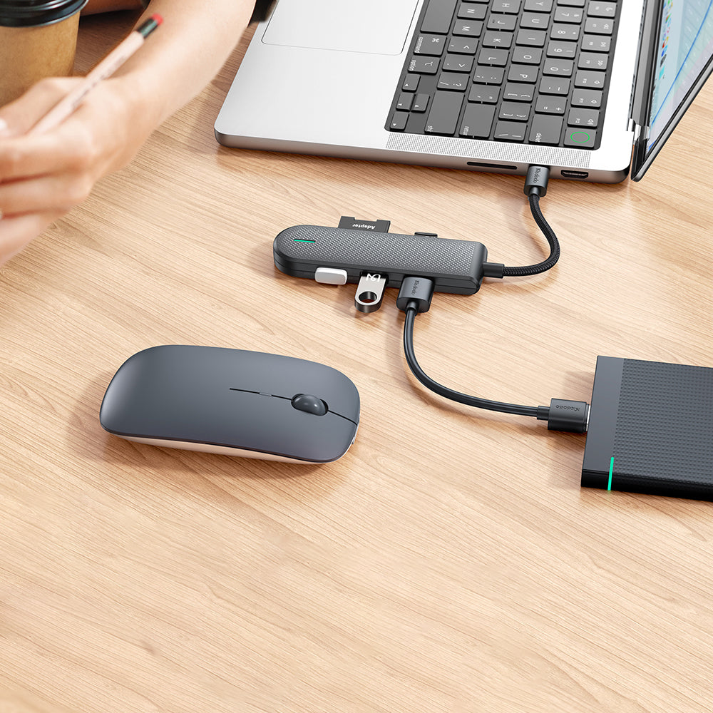Mcdodo - Hub Star Series (HU-1430) - 5in1, 2x USB2.0, USB3.0, SD/TF Card Slot, 5Gbps, ABS+Nylon, Type-C Cable, 15cm - Bl