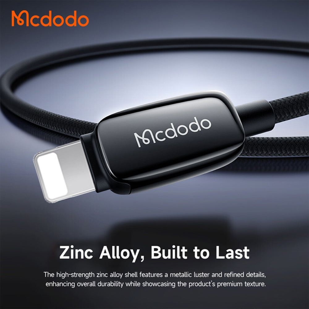 Mcdodo - Data Cable (CA-0050) - with Auto Brightness Adjustment, USB-C to Lightning, 36W, 1.2m - Black