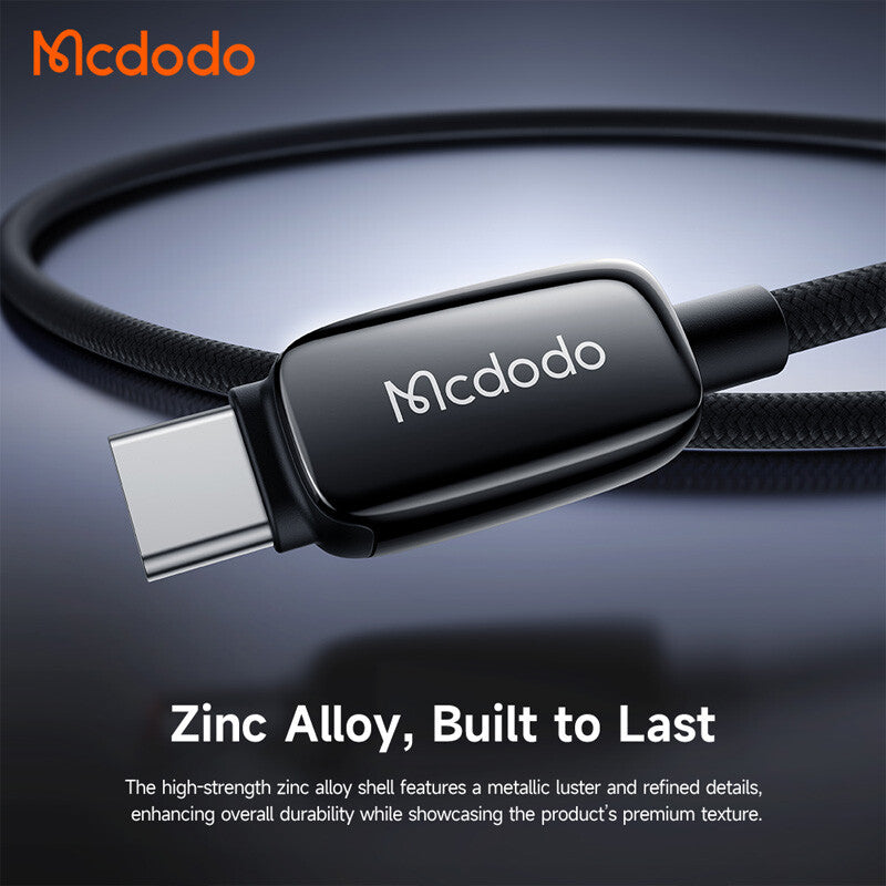 Mcdodo - Data Cable (CA-0100) - with Auto Brightness Adjustment, USB-C to USB-C, 100W, 5A, 1.2m - Black