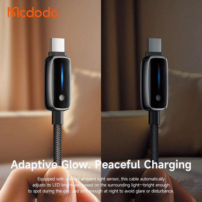 Mcdodo - Data Cable (CA-0020) - with Auto Brightness Adjustment, USB-A to USB-C, 6A, 1.2m - Black