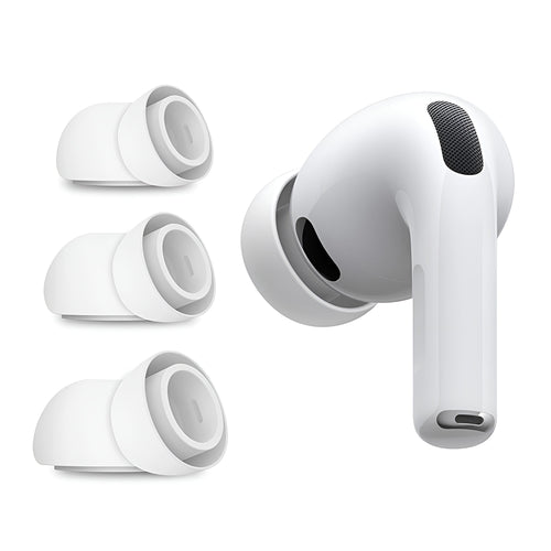 Techsuit - (3 pack) Replacement Ear Tips AirVibe (ET2) - for Apple AirPods Pro 3, Premium Silicone XS, S, L Sizes - Whit