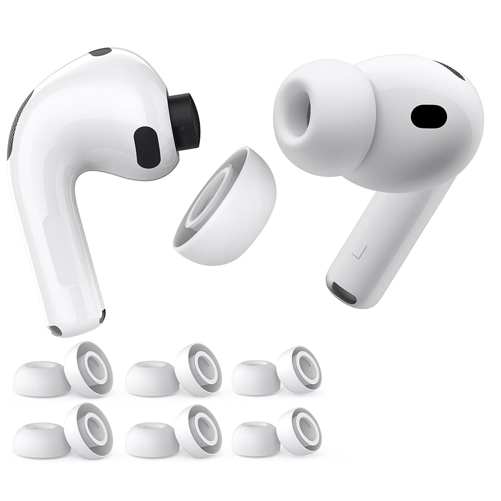 Techsuit - (3 pack) Replacement Ear Tips AirVibe (ET2) - for Apple AirPods Pro 3, Premium Silicone XS, S, L Sizes - Whit