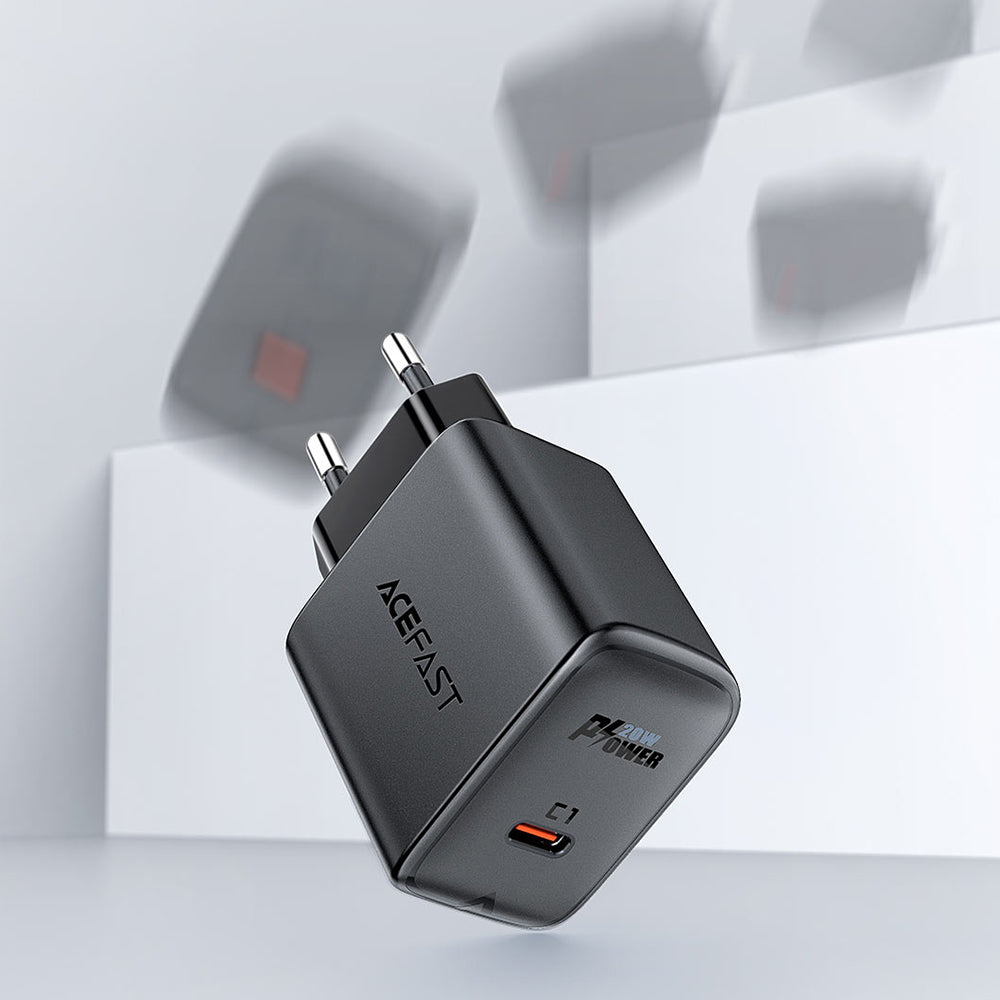 Acefast - Wall Charger (A1) - Fast Charging, Type-C, PD20W, QC 3.0, 5V/2.4A, Smart Chip, V0 Fire Protection - Black