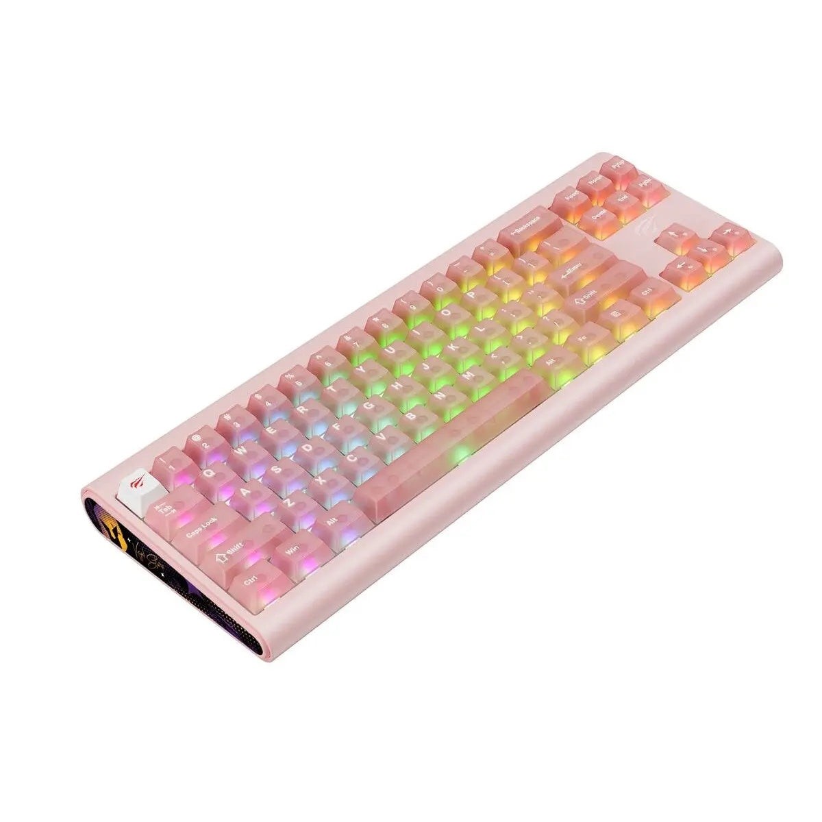 Havit - Gaming Keyboard (KB896L) - USB-C, with RGB Lights, 71 Keys, 1.2m, 350mA, 5V - Pink
