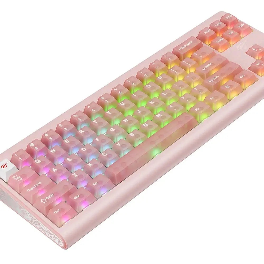 Havit - Gaming Keyboard (KB896L) - USB-C, with RGB Lights, 71 Keys, 1.2m, 350mA, 5V - Pink