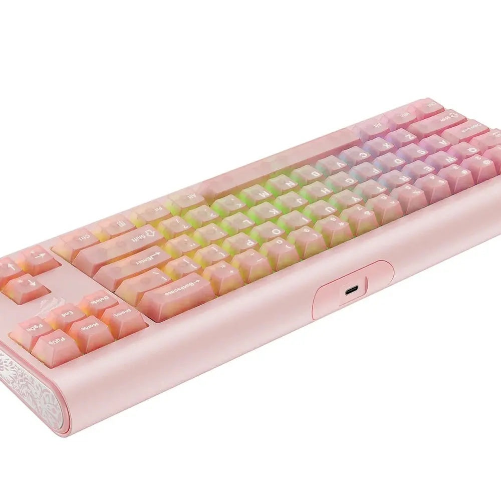 Havit - Gaming Keyboard (KB896L) - USB-C, with RGB Lights, 71 Keys, 1.2m, 350mA, 5V - Pink