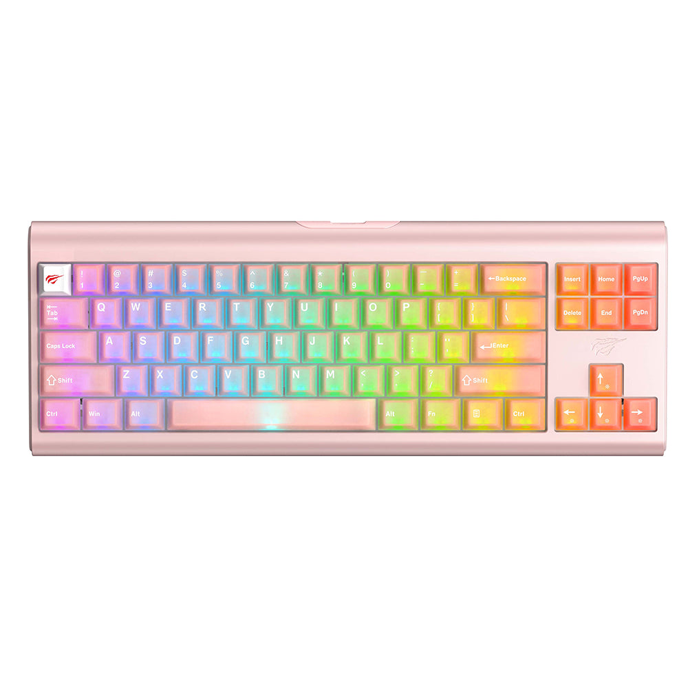 Havit - Gaming Keyboard (KB896L) - USB-C, with RGB Lights, 71 Keys, 1.2m, 350mA, 5V - Pink