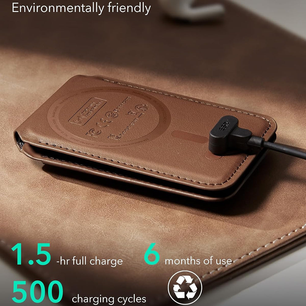 ESR - Geo HaloLock Wallet Stand (2K6091062) - MagSafe, Vegan Leather, All in One Pocket, Holds 1–5 Cards - Caramel Brown