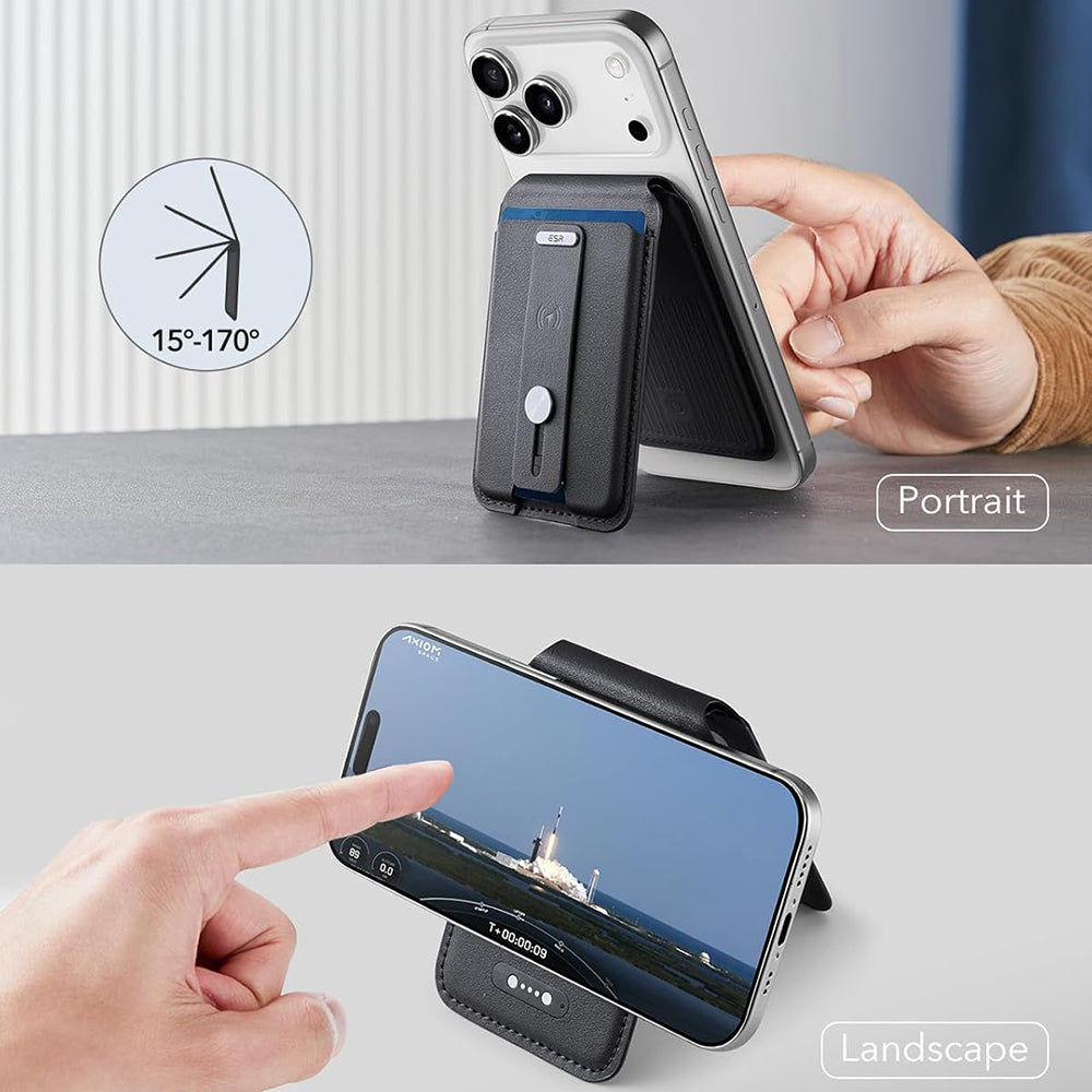 ESR - Geo HaloLock Wallet Stand (2K6090163) - MagSafe, Vegan Leather, All in One Pocket, Holds 1–5 Cards, RFID Blocking 