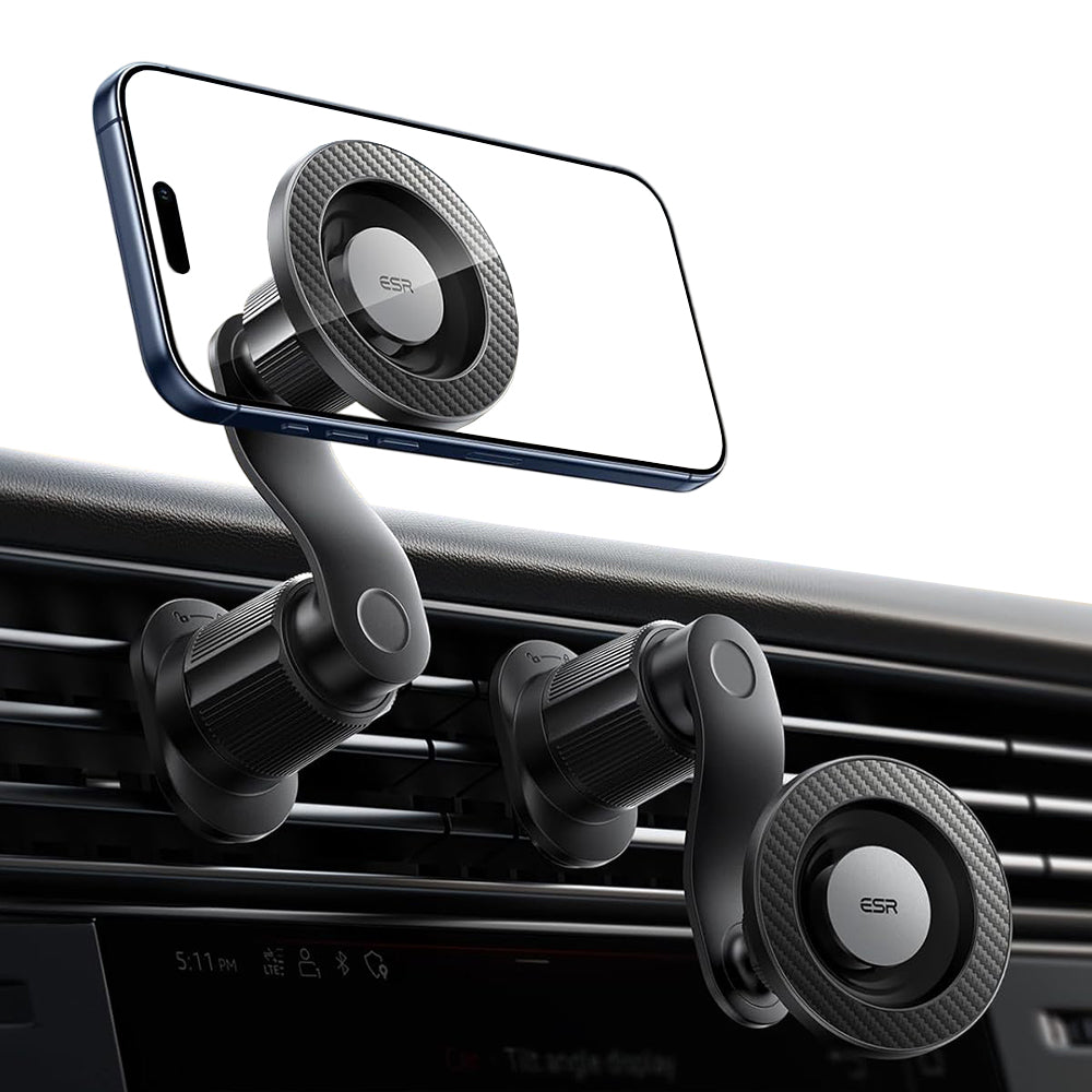 ESR - Car Holder OmniLock (2B52301) - for Air Vent, 360°, Magnetic, Shock-absorbing Pad, Pro-level Arm - Black/Carbon Fi