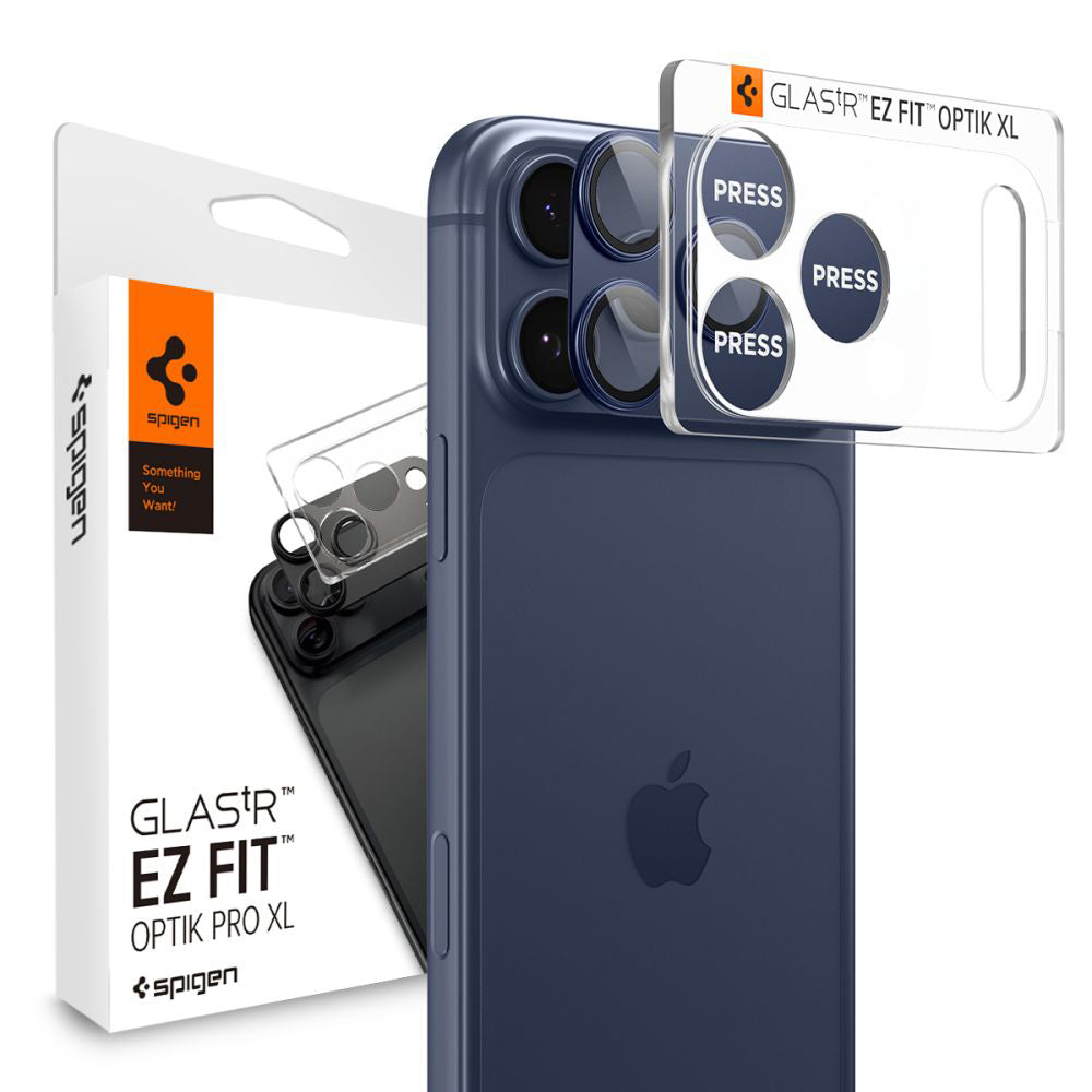 Spigen Folie de protectie Spigen Optik.tR EZ Fit Pro XL Camera Glass (AGL10646) compatibil cu iPhone 17 Pro, Albastru