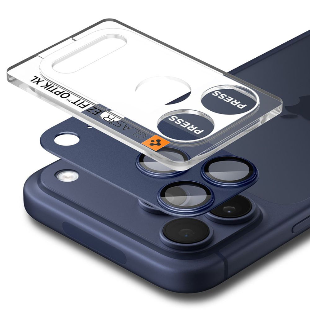 Spigen Folie de protectie Spigen Optik.tR EZ Fit Pro XL Camera Glass (AGL10646) compatibil cu iPhone 17 Pro, Albastru – 