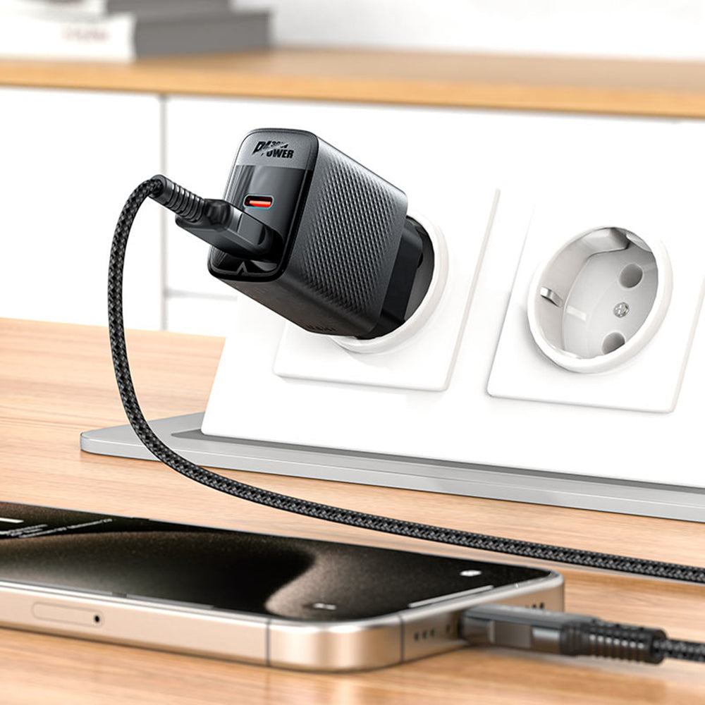 Acefast Incarcator Acefast (A98), GaN, Fast Charging, USB, Type-C, 30W, 5V/3A, Smart Chip, Negru – imagine 5