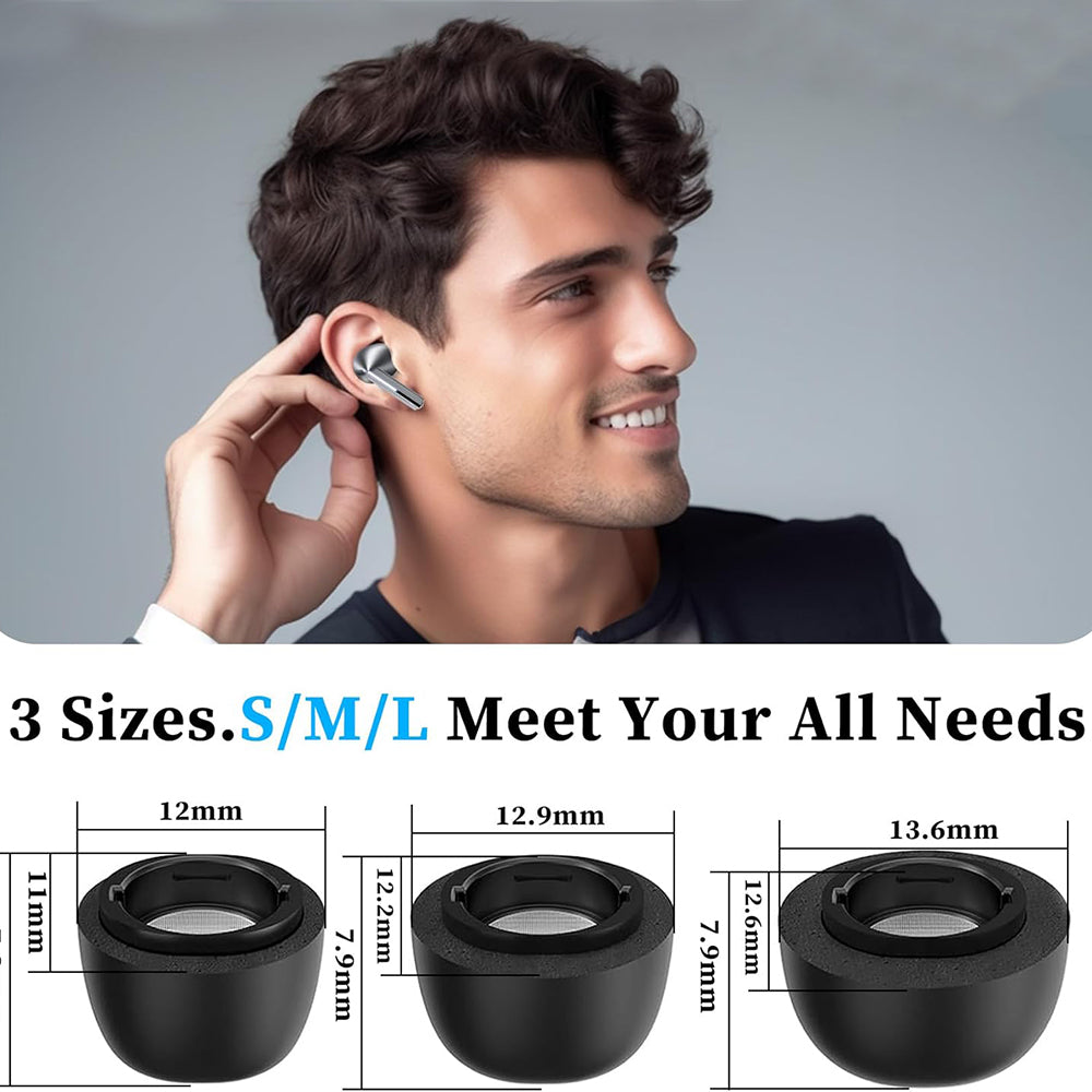 Techsuit - (3 pack) Replacement Ear Tips AirVibe (ET3) -for Samsung Galaxy Buds 3 Pro, Premium Silicone S, M, L Sizes - 