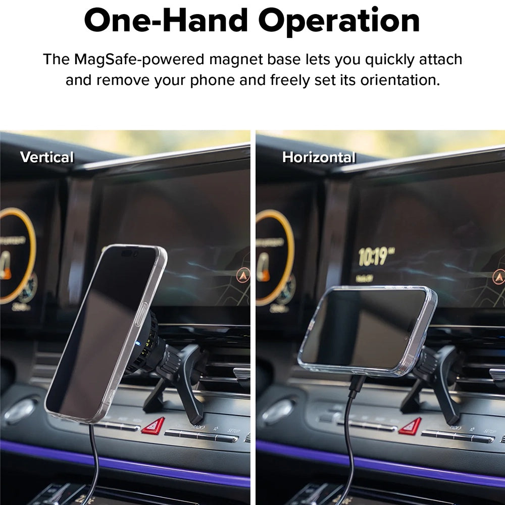 Ringke - Car Holder with Wireless Charging Peltier - Magnetic, Qi2, for Air Vent, 15W - Black