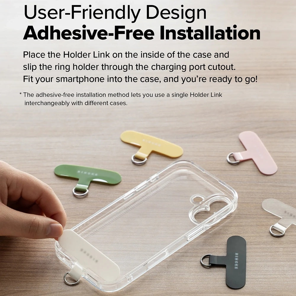 Ringke - Universal Holder Hand Strap Link Flow P-Type - Crossbody Lanyard for Phone Cases, Adjustable - Shade Black