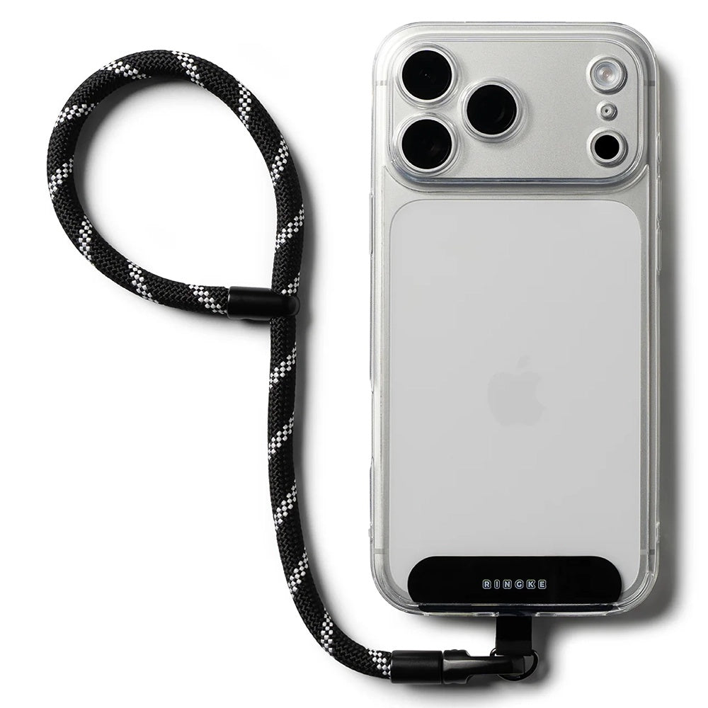 Ringke - Universal Holder Hand Strap Link Flow P-Type - Crossbody Lanyard for Phone Cases, Adjustable - Shade Black