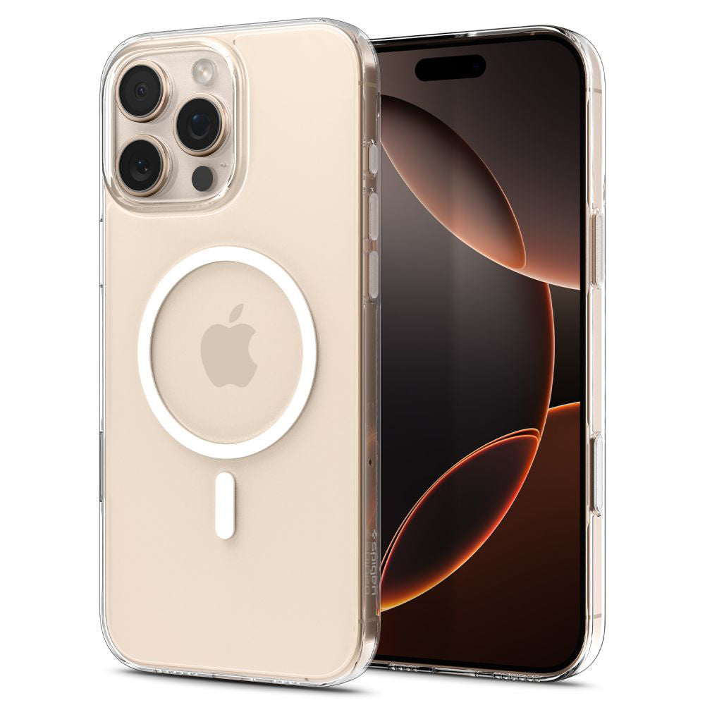 Spigen Husa de protectie Spigen Thin Fit T MagSafe (ACS09316) compatibil cu iPhone 16 Pro, Transparent / White – imagine