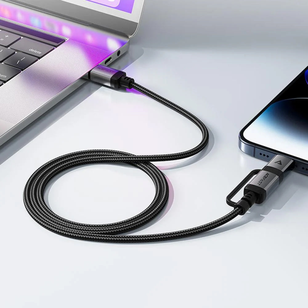 Acefast - Data Cable (C20-01) - USB-C to Type-C, Lightning, 60W, Fast Charging, Bend-Resistant, MFi Certified, 1.2m - Bl