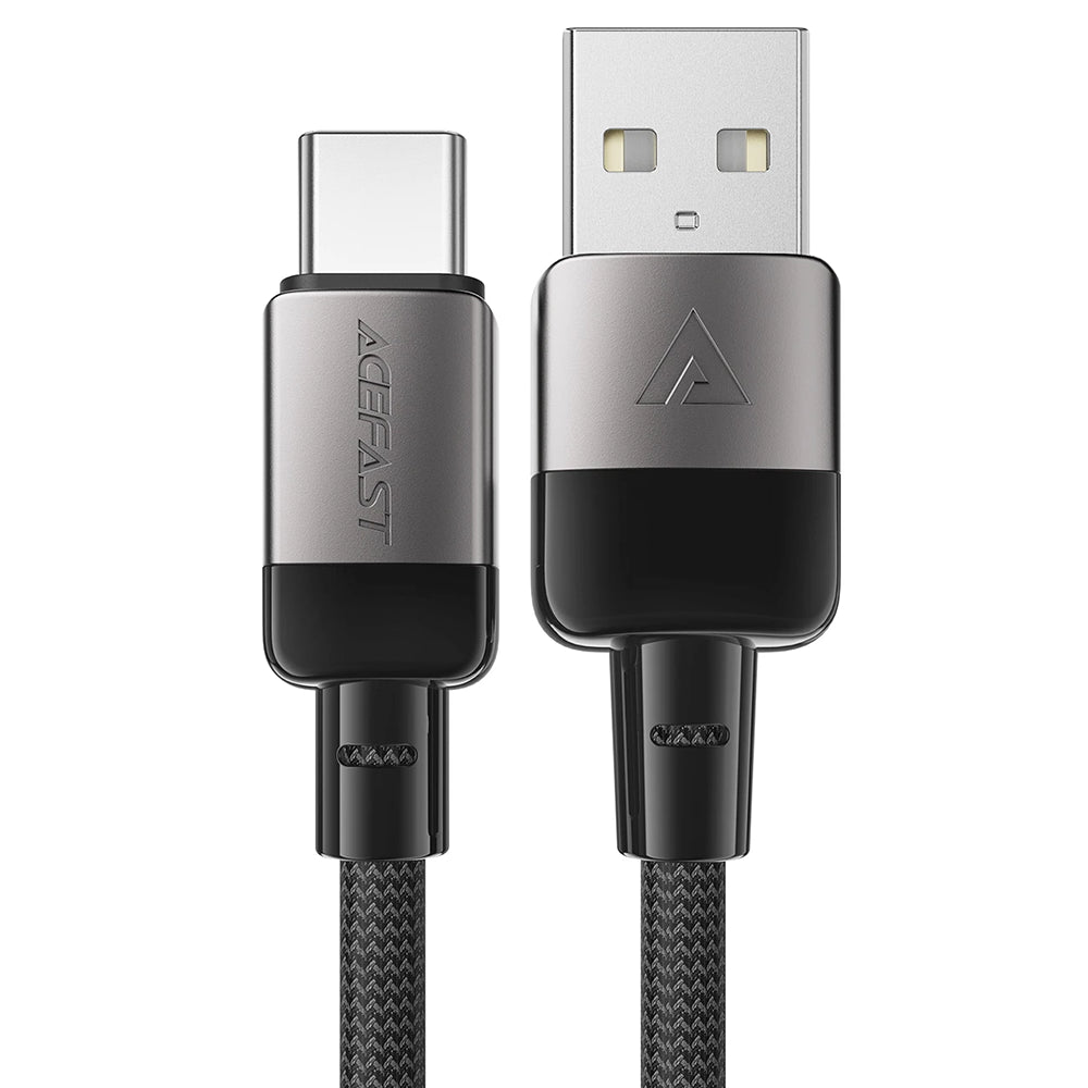 Acefast - Data Cable (C9-04) - USB to Type-C, Fast Charging, 3A, Braided Nylon, 25.000 Bends, 1.2m - Black