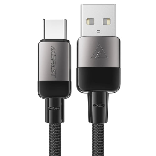Acefast - Data Cable (C9-04) - USB to Type-C, Fast Charging, 3A, Braided Nylon, 25.000 Bends, 1.2m - Black