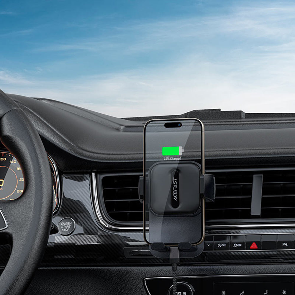 Acefast - Car Holder (D25) - for Air Vent, Free Rotation, Adjustable Angle, Secure Lock Clip, for 4.5 - 6.7" Phones - Bl