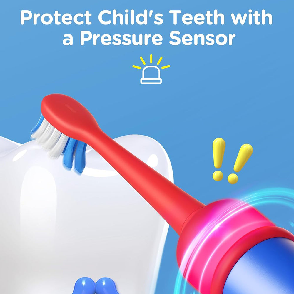 Bitvae - Electric Toothbrush (BVK7S) - Sonic, for Kids, 3 Modes, with App, Tips set, Pressure Sensor, IPX7 - Blue / Red