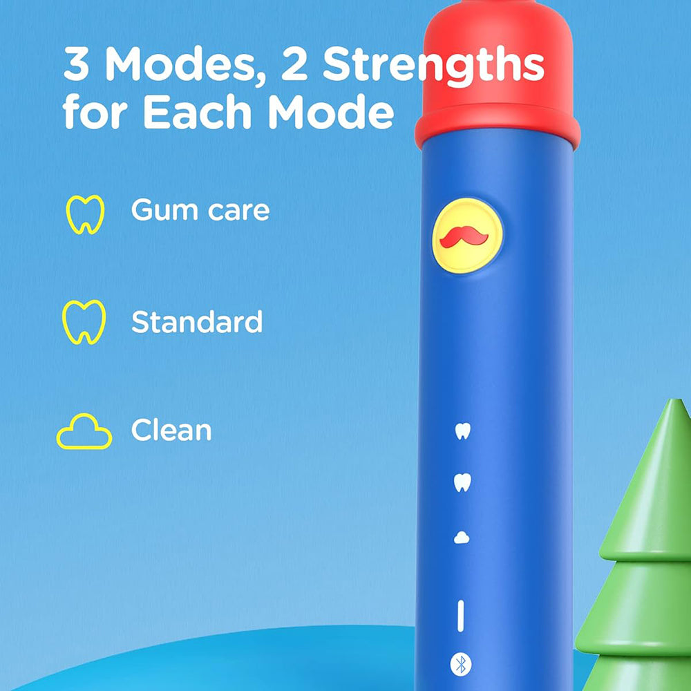 Bitvae - Electric Toothbrush (BVK7S) - Sonic, for Kids, 3 Modes, with App, Tips set, Pressure Sensor, IPX7 - Blue / Red
