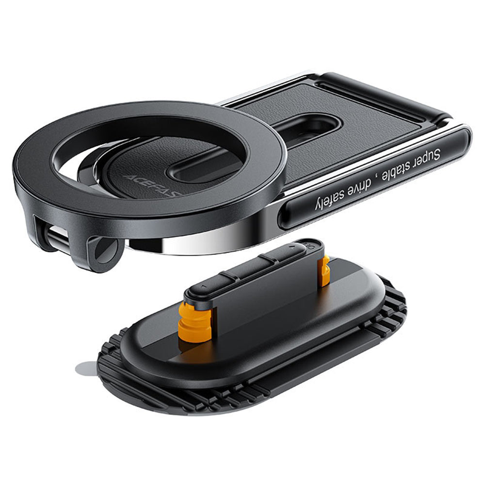 Acefast- Car Holder (D54) - Magnetic Grip, for Dashboard / Windshield, 360°, Dual-Axis, Detachable Base, Max. 6.9" - Bla
