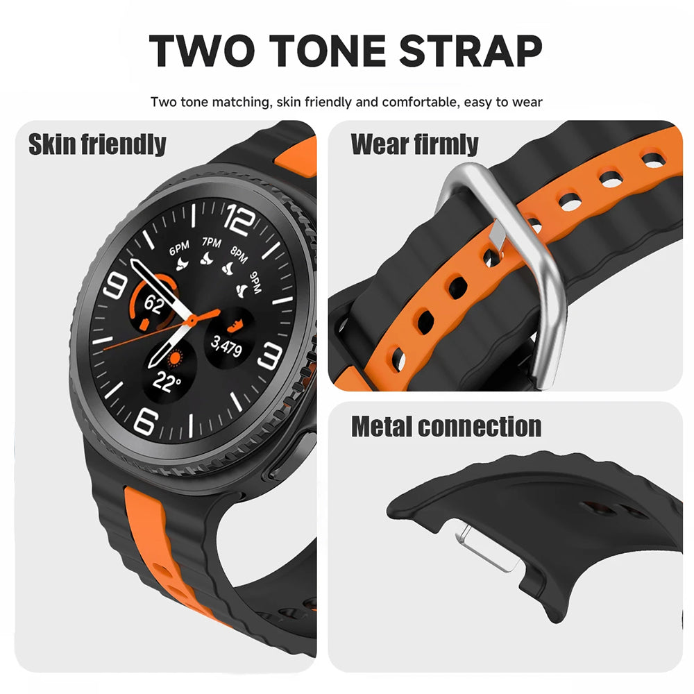 Techsuit - Watchband (W078) - Samsung Galaxy Watch8 40mm/Watch8 44mm/Watch8 Classic - Black / Orange