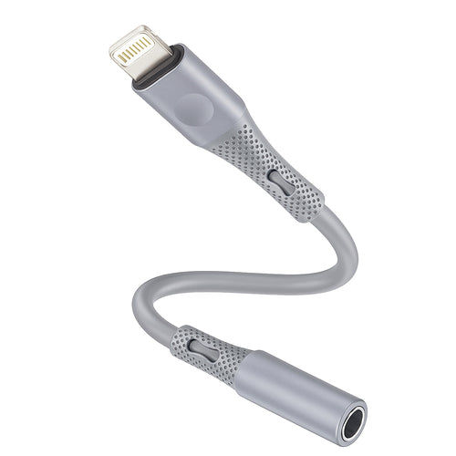 Techsuit - Premium Cable Adapter SoundFleX (AC2) - Lightning to 3.5mm Jack, Hi-Fi Quality, Silica Gel - Gray