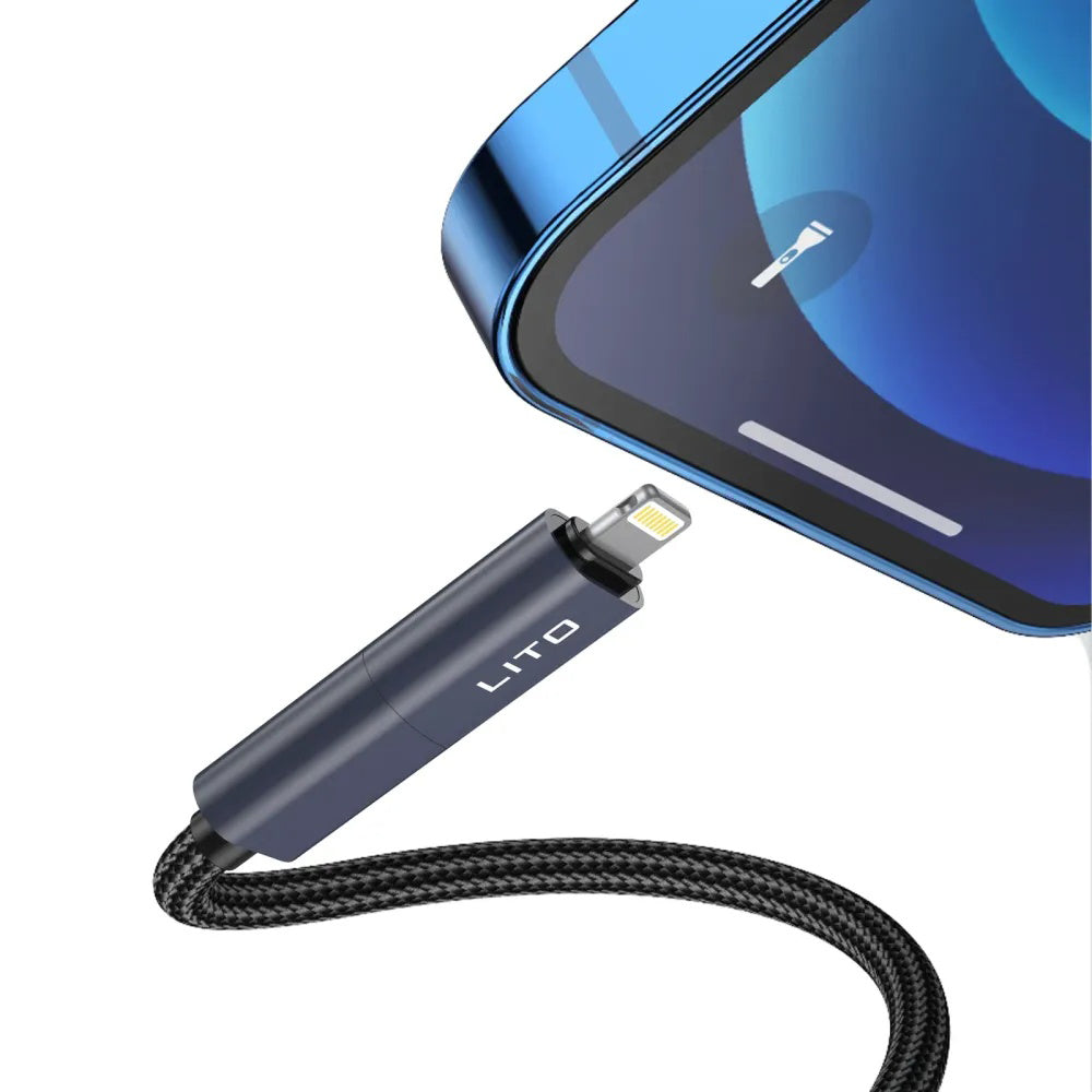 Lito - Data Cable Magnetic 4in1 (LD21) - 5A High Current, 100W Fast Charging, Magnetic Design, Built-in Smart Chip - Whi