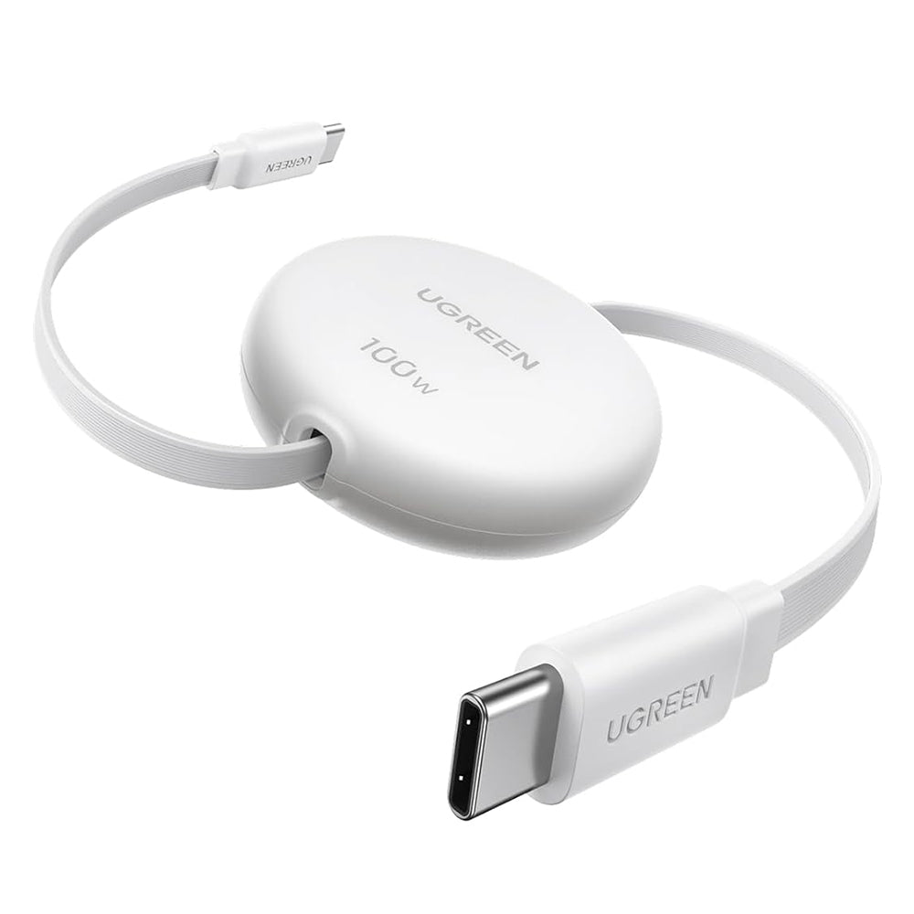 Ugreen - Data Cable (L531) - Type-C to Type-C, Retractable, Fast Charging, PD 3.0, 100W, E-maker Chip, 1m - White