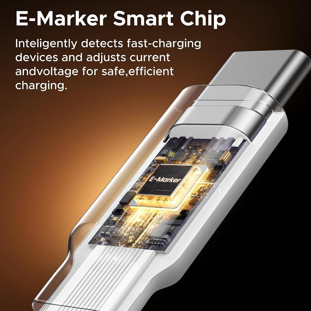 Ugreen - Data Cable (L531) - Type-C to Type-C, Retractable, Fast Charging, PD 3.0, 100W, E-maker Chip, 1m - White