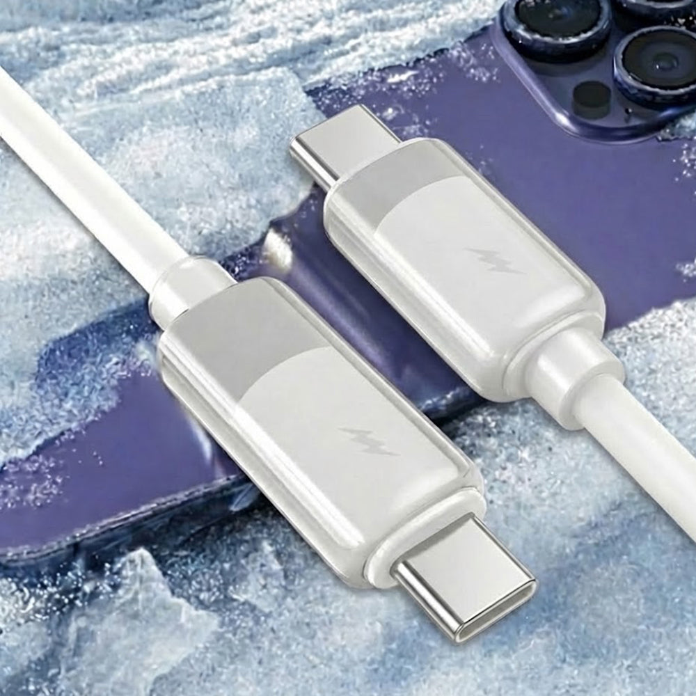 Lito - Data Cable Liquid Silicone (LD07) - Type-C to Type-C, Fast Charging 60W, Anti-freeze, Anti-fire - White