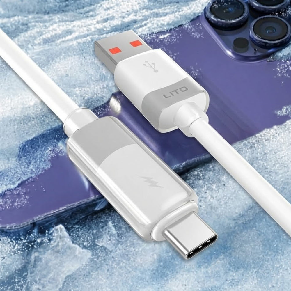 Lito - Data Cable Liquid Silicone (LD07) - USB to Type-C, Fast Charging, Anti-freeze, Anti-fire - White
