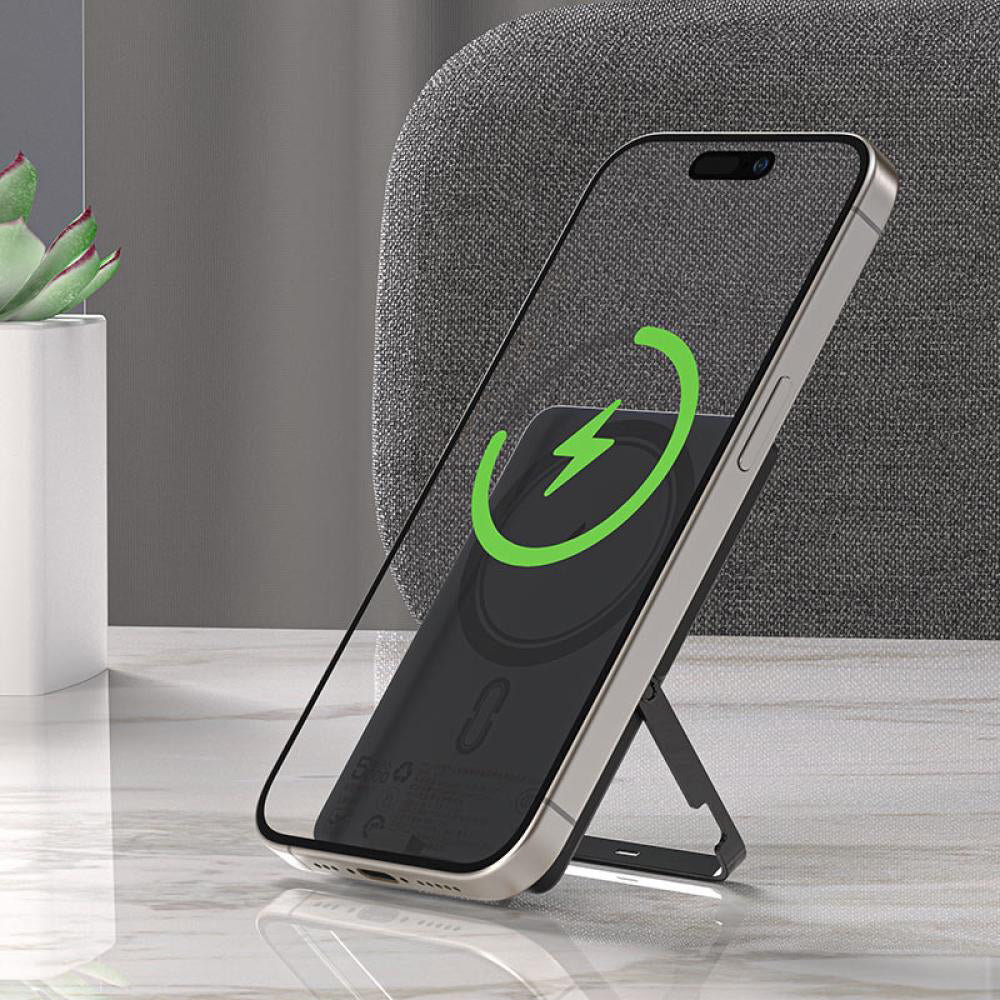 Acefast - Magnetic Wireless Power Bank (M16-5000) - with Foldable Stand, USB-C Port, 5000mAh, PD18W, LED Indicator - Bla