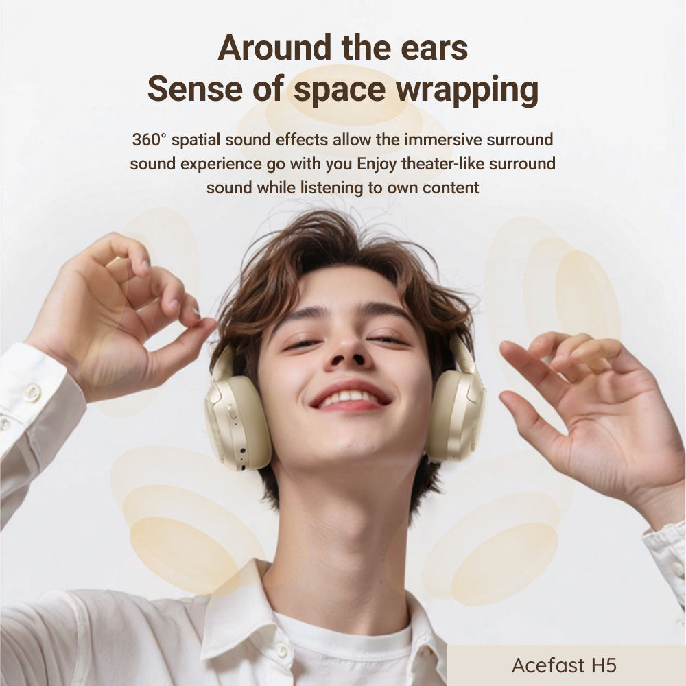 Acefast - Wireless Headset (H5) - Type-C, Bluetooth 5.4, ANC, Noise Reduction, 3D Sense, 500mAh, Professional Hi-Fi - Bl