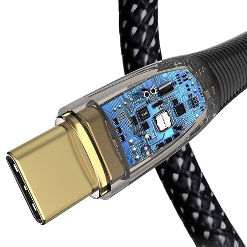 Lito - Data Cable Transparent (LD01) - Type-C to Lightning, Fast Charging 27W, Braided, Gold Plated Interface, 1.2m - Bl