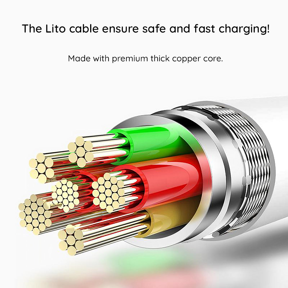 Lito - Data Cable Liquid Silicone (LD03) - Type-C to Type-C, Fast Charging, 60W, 1m - White