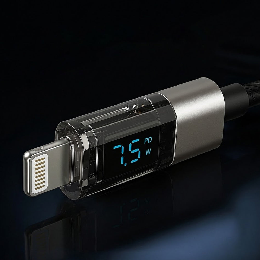 Lito - Data Cable (LD09CL) - Lightning to Type-C, 36W High Speed Charging, LED Display, 1.2m - Black