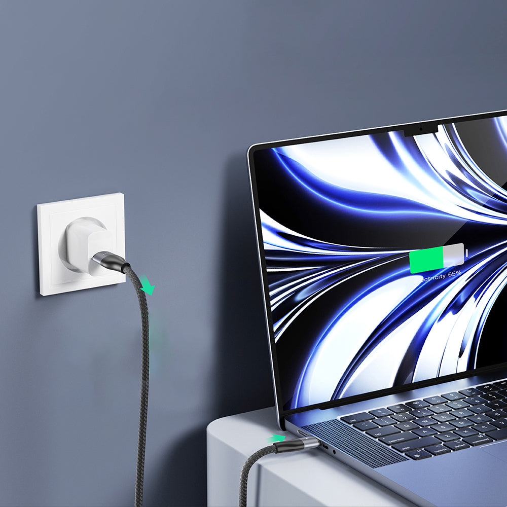 Lito - Data Cable (LD23T) - USB to Type-C, Fast Charging, Braided Nylon, 6A, 480Mbps, 1m - Grey