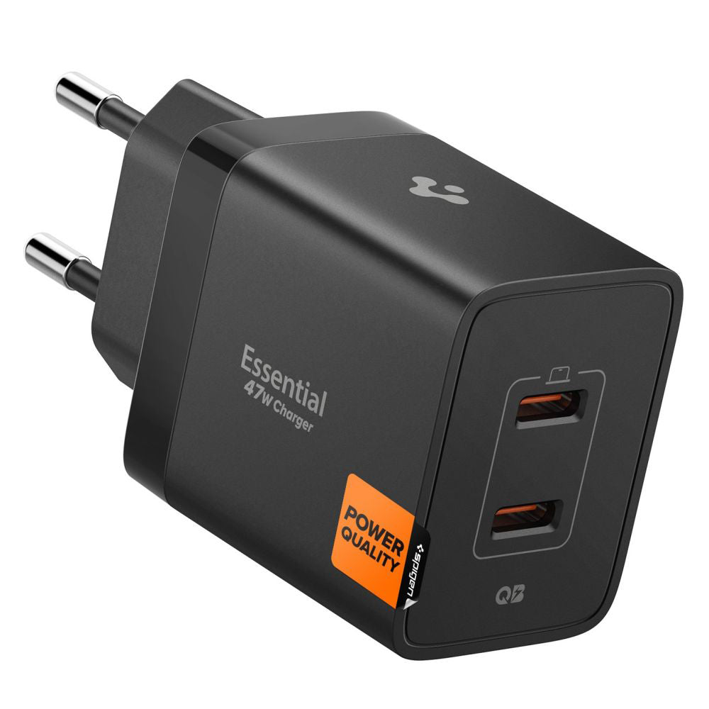 Spigen - Wall Charger Essential EE472EU (ACH09457) - 2x Type-C, Fast Charging, Quantum Boost, 47W - Black