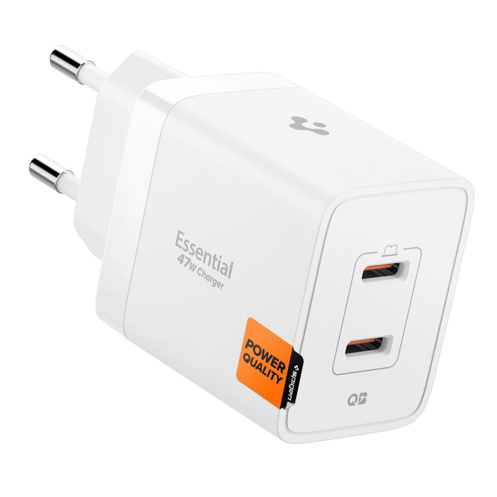 Spigen - Wall Charger Essential EE472EU (ACH08707) - 2x Type-C, Fast Charging, Quantum Boost, 47W - White