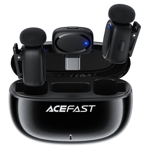 Acefast - Wireless Lavalier Microphones (R2) - Type-C, 360°, Noise Reduction, Dual-mic Rec, 300mAh, Ultra-low Latency - 