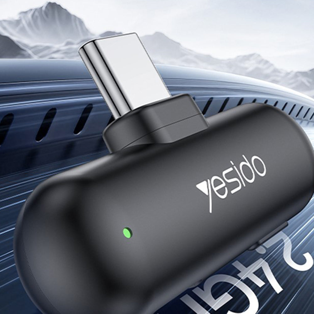 Yesido - (2 pack) Wireless Lavalier Microphones (KR20) - 3in1 Receiver, Lightning, AI Noise Reduction, 2.4GHz - Black